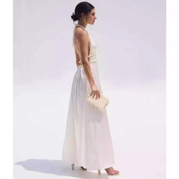 Cult Gaia Silk Salee open-back gown white US 10 - Picture 9 of 16